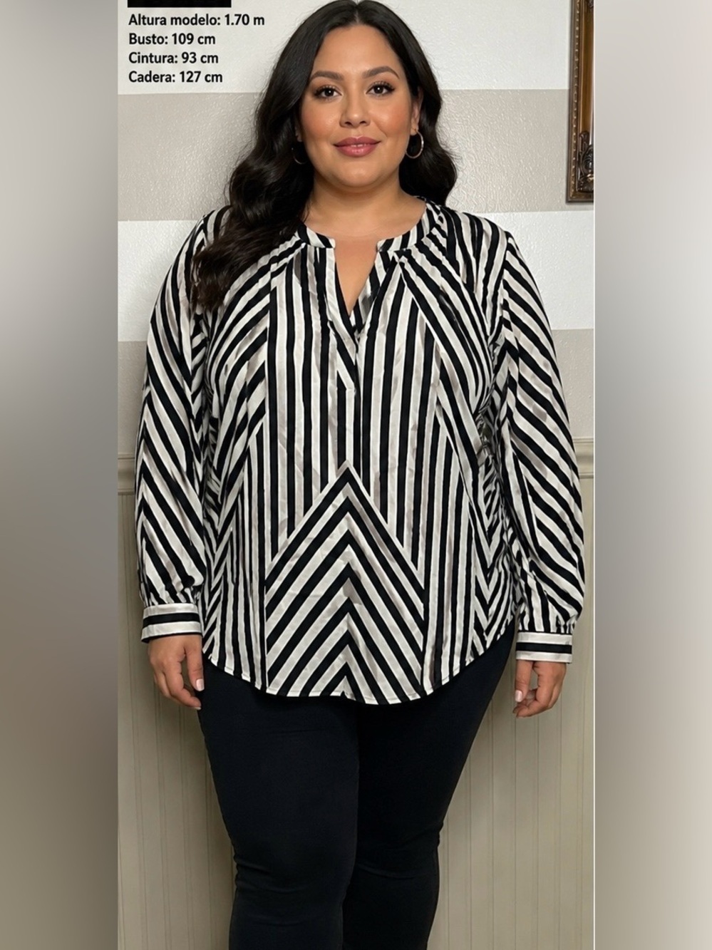 Torrid Black and White Chevron Blouse
